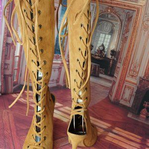 SHOE REPUBLIC NOAH Laceup Knee boot Tan Sz8